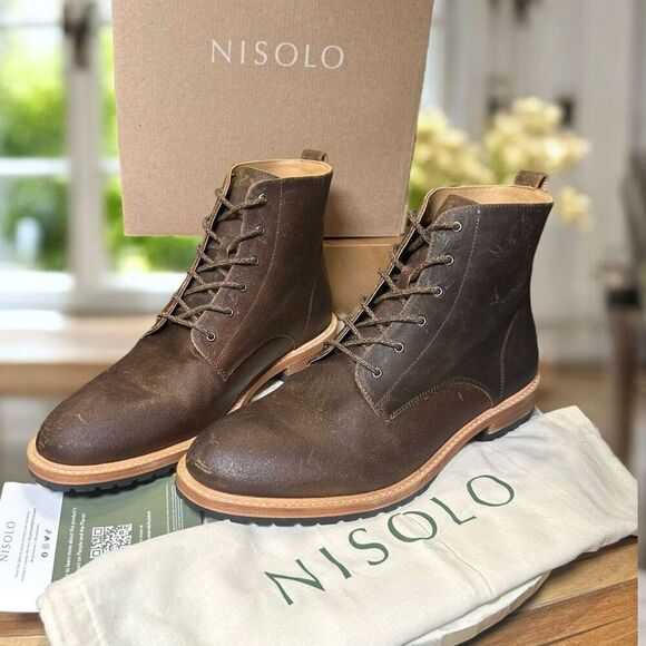 Nisolo $300 All-Weather Martin Andres Boot Waxed Leather Goodyear Welt Mens 11